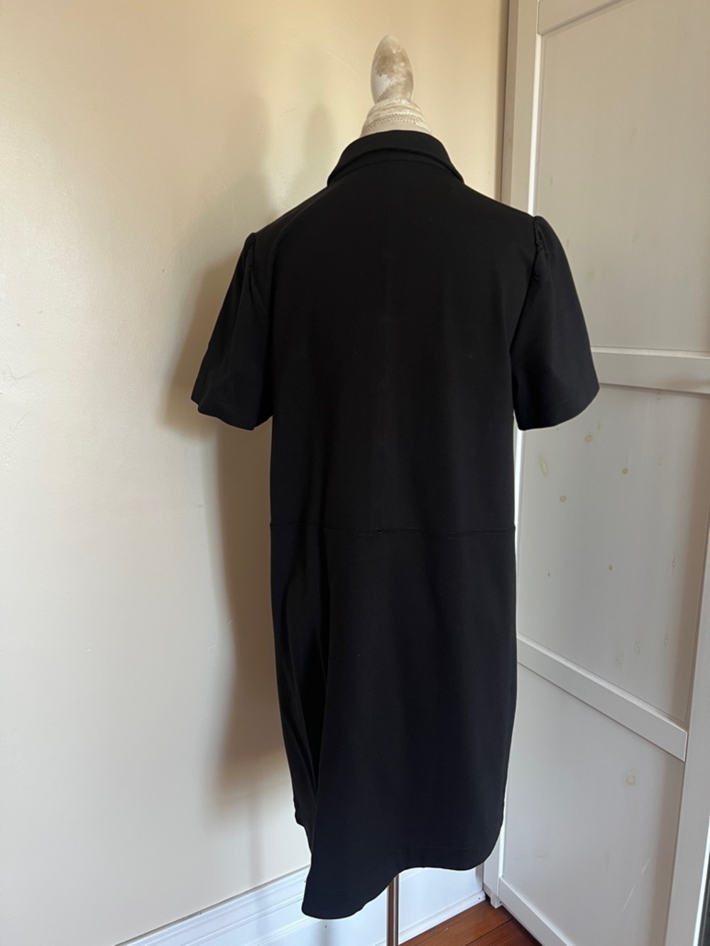 NWT LOFT Outlet Mod Black Ponte Utility Shirt Dress Gold Buttons Size 14 - Picture 5 of 8